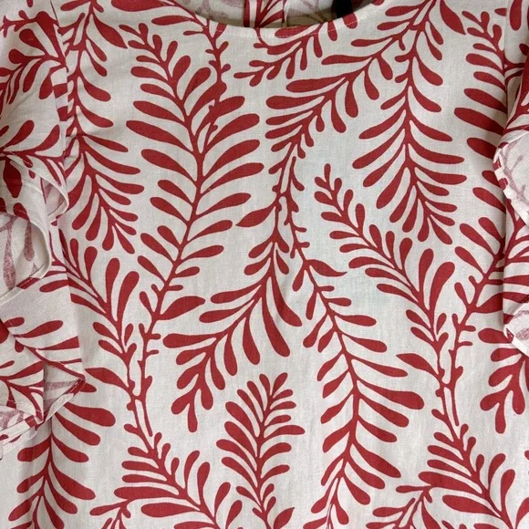 Who What Wear Women’s Red & Off White Linen Blend Sleeveless Ruffle Size XL NWT - Picture 2 of 10